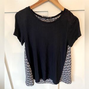 Navy with patterned back LOFT tee (Small)